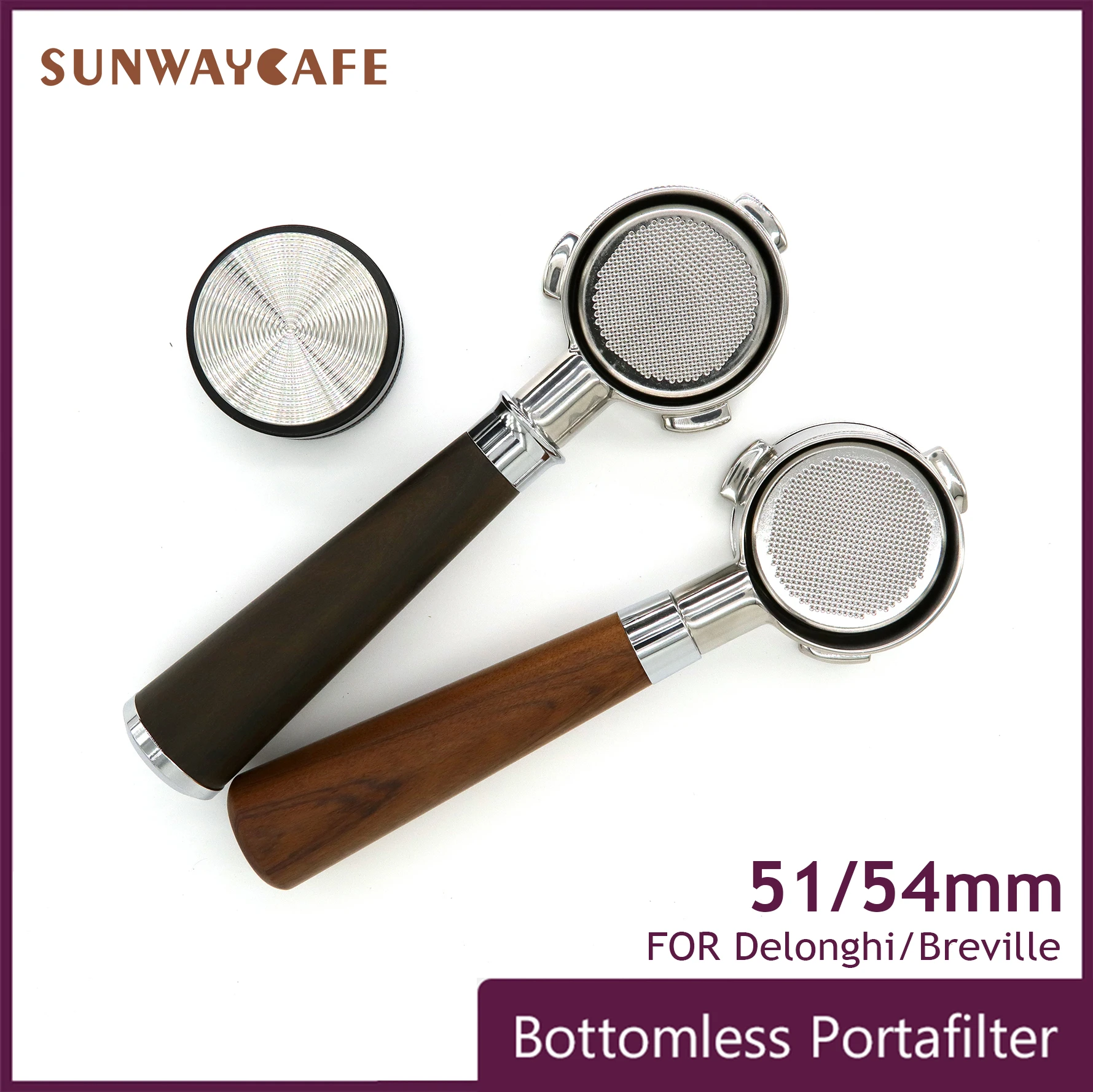 51/54MM Coffee Bottomless Portafilter For Breville/Delonghi Filter Stainless Steel Replacement