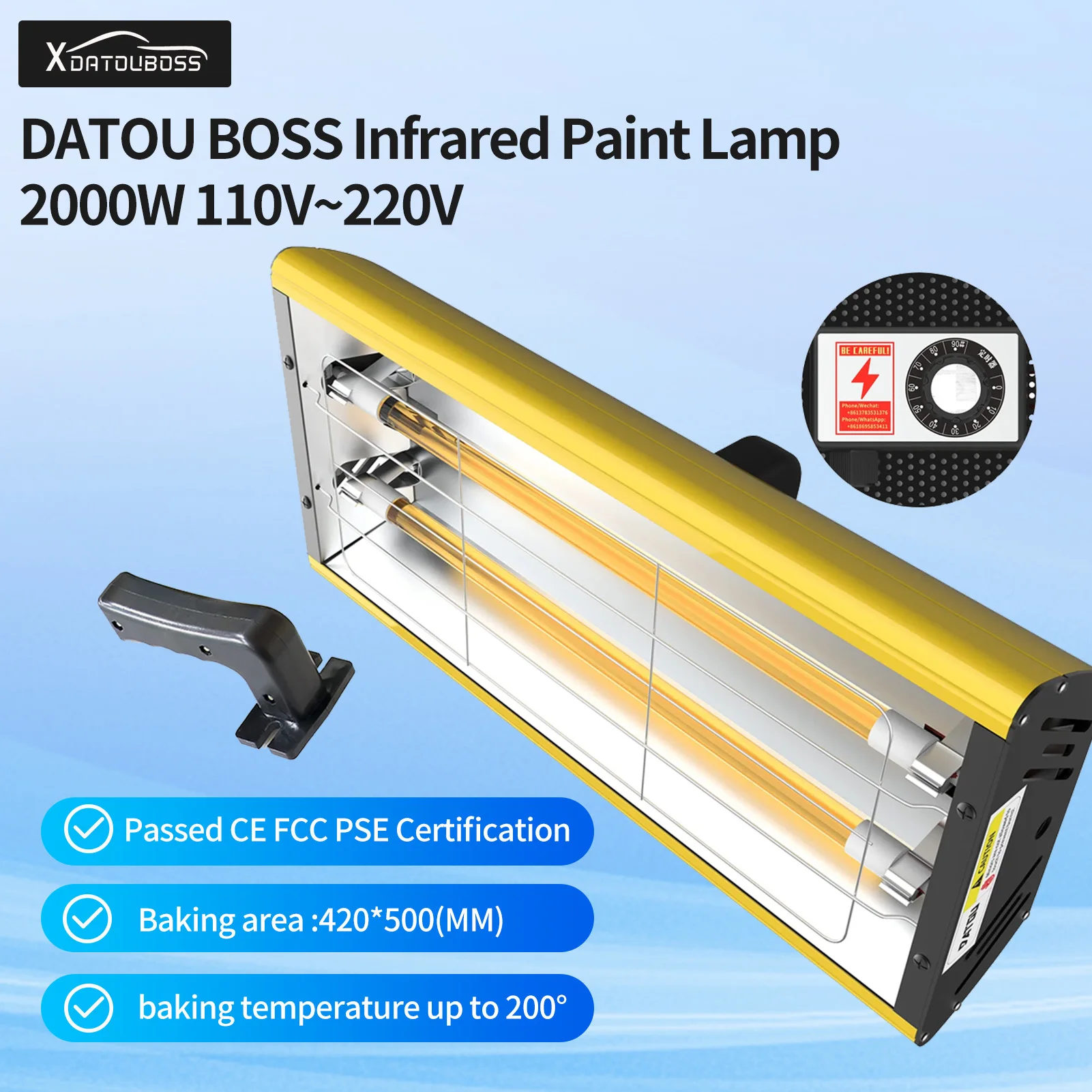 DATOUInfraredPaintCuringLamp2000WShortwaveInfraredHeatLampPaintBoothPaintDrying
