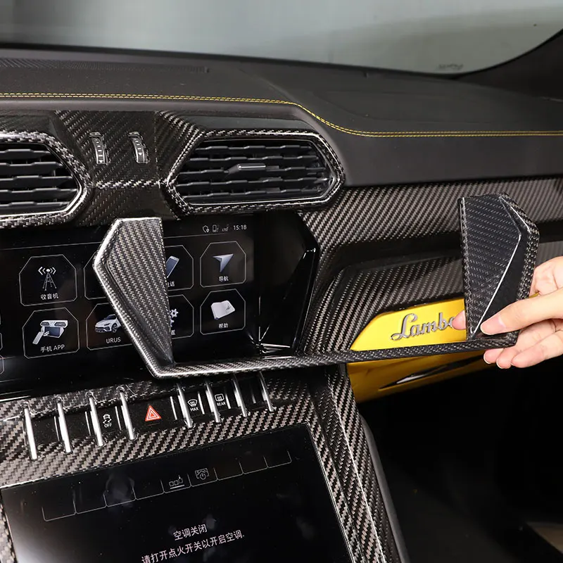 

For Lamborghini URUS 2018-2021 real carbon fiber Car Center Console Navigation Screen Frame Cover Trim Sticker car accessories