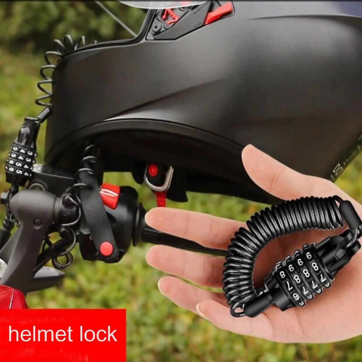 Portable Black Anti Theft Chain Lock for Motorcycles Bicycles