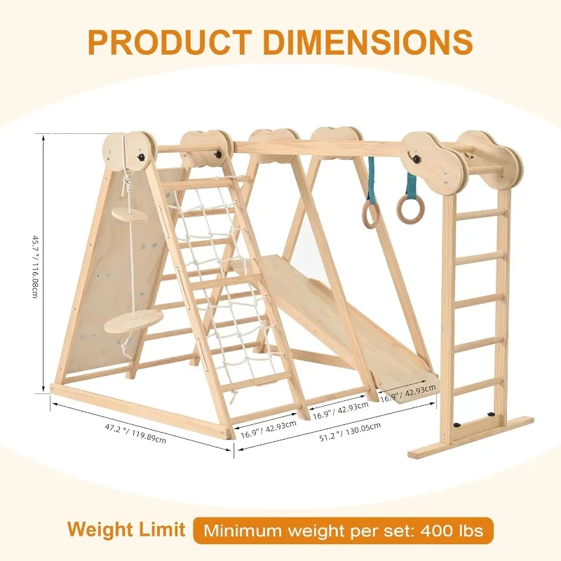Indoor Playground Jungle Gym, Toddler Climbing Toys for Kids 1-6 Years, Indoor Toddler Gym Play Set with Slid, Climbing Wall 2