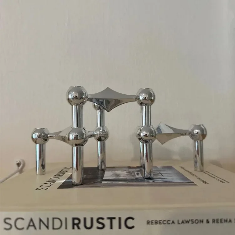 Metall-Molekülstruktur Kerzenhalter Nordischer Silber-Kerzenständer Tischdekoration Wohnzimmer-Dekoration Geschenk Heim-Deko Kandelaber – Detail 11