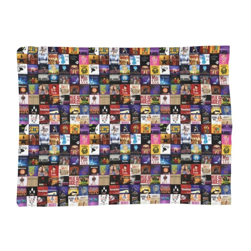 Musicals Collage Blanket Flannel Textile Decor  Warm Throw Thick blankets for Bed Home Cou  Office