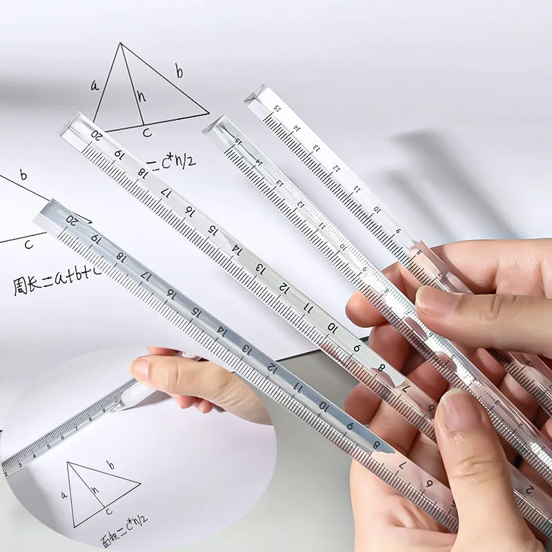 Triangle Reading Ruller 1PC Transparent Triangle Ruler Student Ruler Office Gadgets Drawing ...