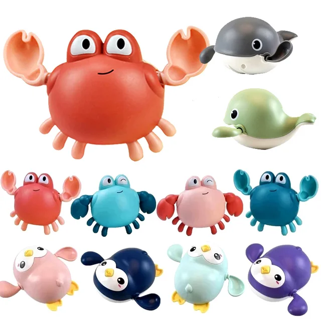 Baby Toys Bathing Ducks Cartoon Animal Whale Crab Swimming Pool Water Play Game Chain Clockwork Bath Toys For Children 1