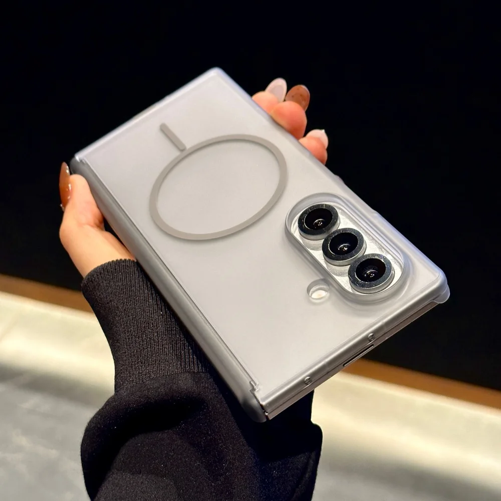 Matte Transparent Ultra Thin Magnetic Charging Case with Hinged Shockproof Cover