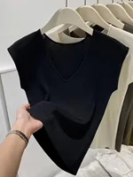 Mod V-Ne Svel Vest Women's Spring Summer New Sle plus Size Slim Fit Outerwear Base irt Tank Top T-irt Top
