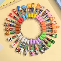 5/10Pcs Cute Animal 4-Color Retractable Ballpoint Pens, Transparent Multi-Color Mini Pocket Pens, Cartoon Silicone Topper Multic 2