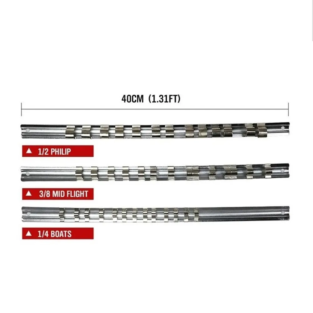 Socket Rack Holder 1/4 3/8 1/2 Inch 16 Clips Tool Organizer