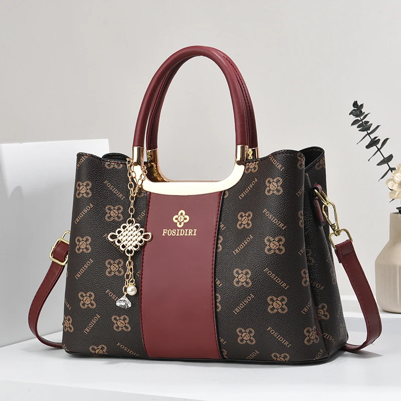 حقيبة يد كلاسيكية مطبوعة بتصميم يغطي الكتفين للنسا...