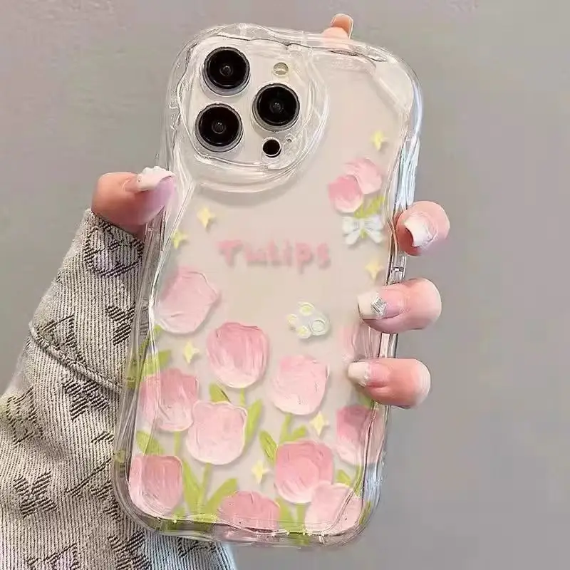 Transparent Tulip Flower TPU Phone Case Cover