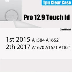 Transparent TPU iPad Protective Case with Soft Cover Design (Pro 12.9 Touch Id)