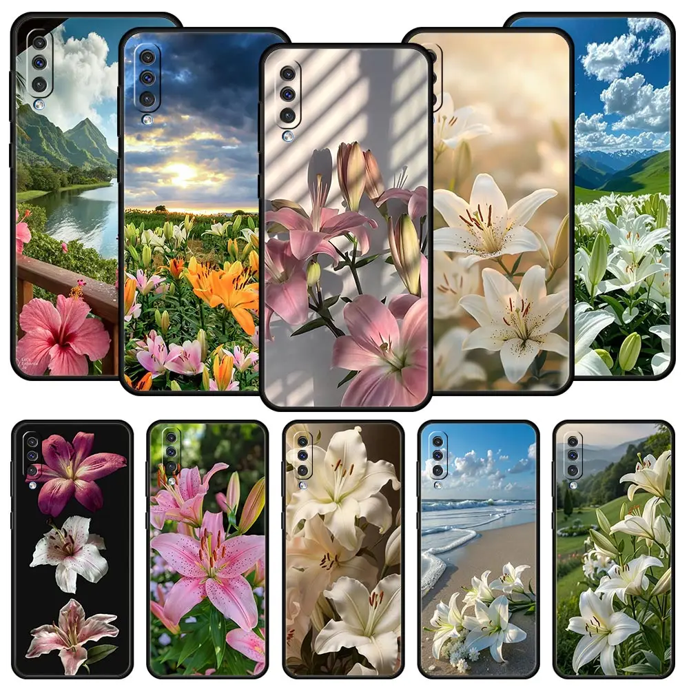 Realistic Lily Flower Print Phone Case Cover