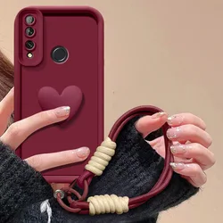 Love Heart Hand Strap Full Package Protective Phone Cover - Y9 Prime 2019 (Wine)