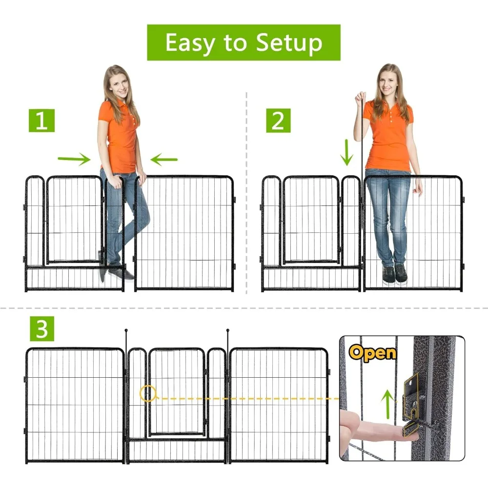 Garden Fence 16 Panels 36ft&times;40in Decorative Garden Metal Fence with 2 Gates Outdoor Landscape Animal Barrier Dog Pet Fencing