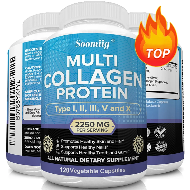 

Multi Collagen Capsules - Supports Skin and Joints, Teeth, Hair and Nails Health, Nutritional Supplement for Women