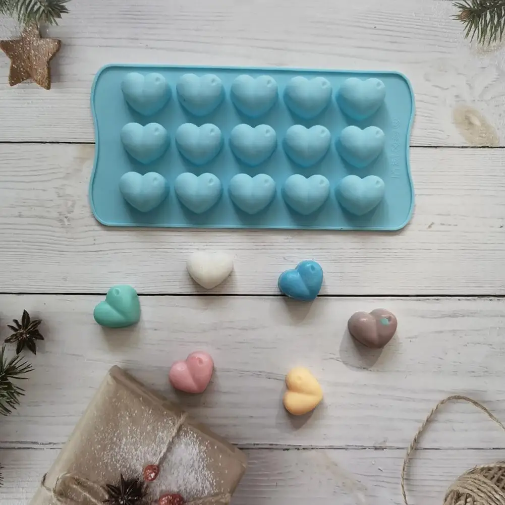 

Oven Safe Heart-shaped Mold Non-stick 3d Heart-shaped Chocolate Silicone Mold for Home Kitchen Baking 15 Grids Candy for Cookies