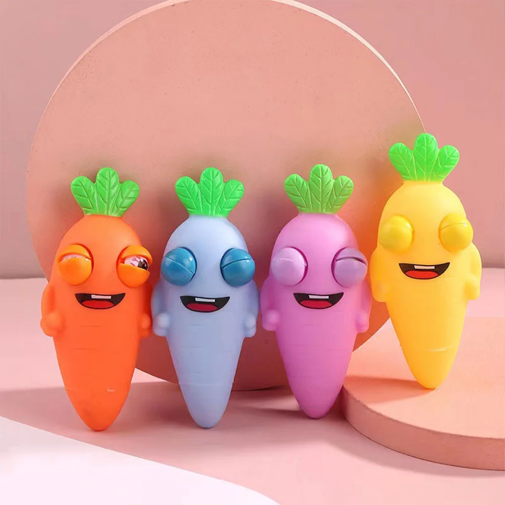 

5 Pcs Carrot Pinch Fun Adorable Squeeze Toys Compact Office Desk Eye Popping Childrens Funny Stress Cartoon Party Favors