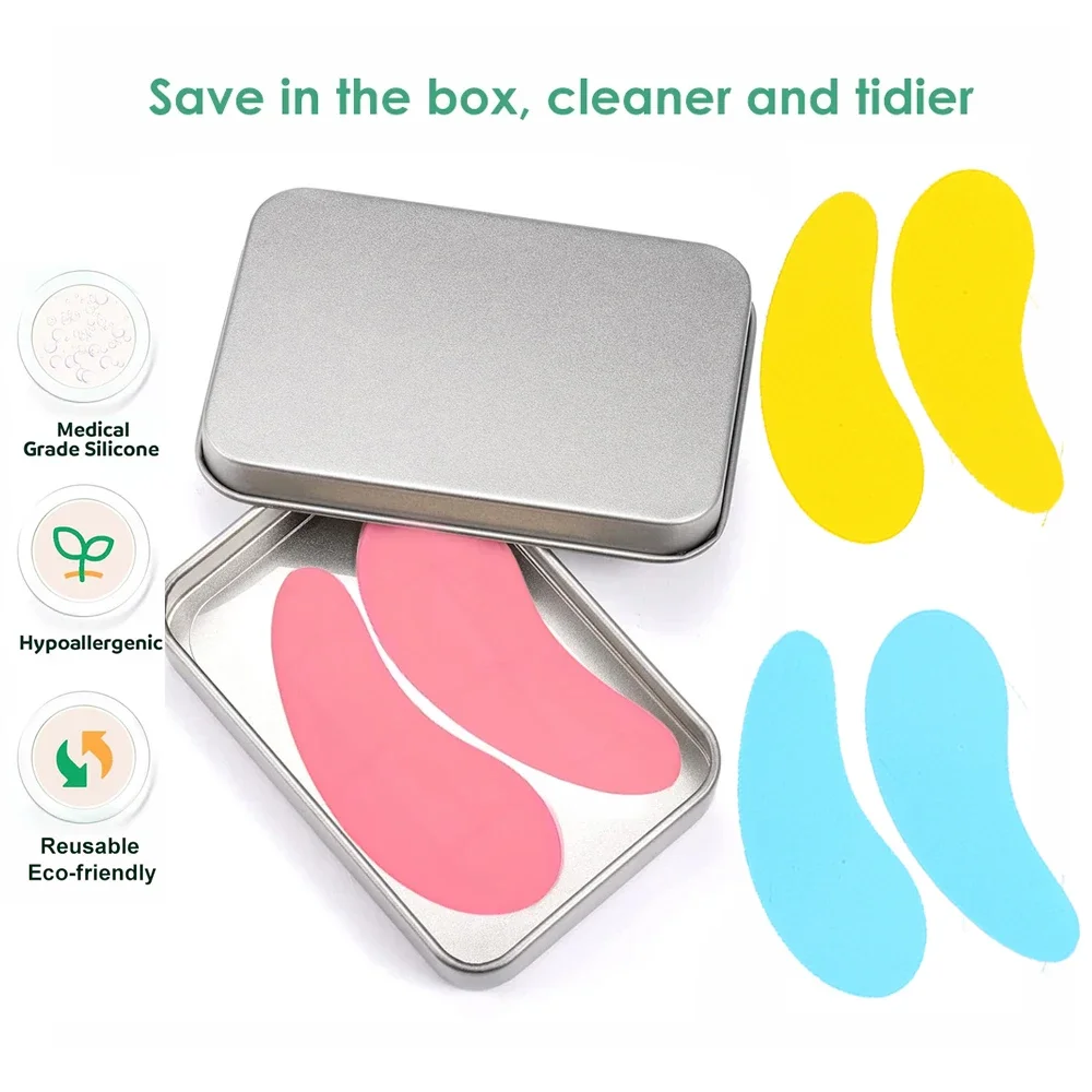 재사용 가능한 실리콘 아이 패드 상자 포함, 스트라이프 속눈썹 리프트, 속눈썹 익스텐션 하이드로겔 패치, 아이 젤 패치, 메이크업 도구, 3 쌍  Best5