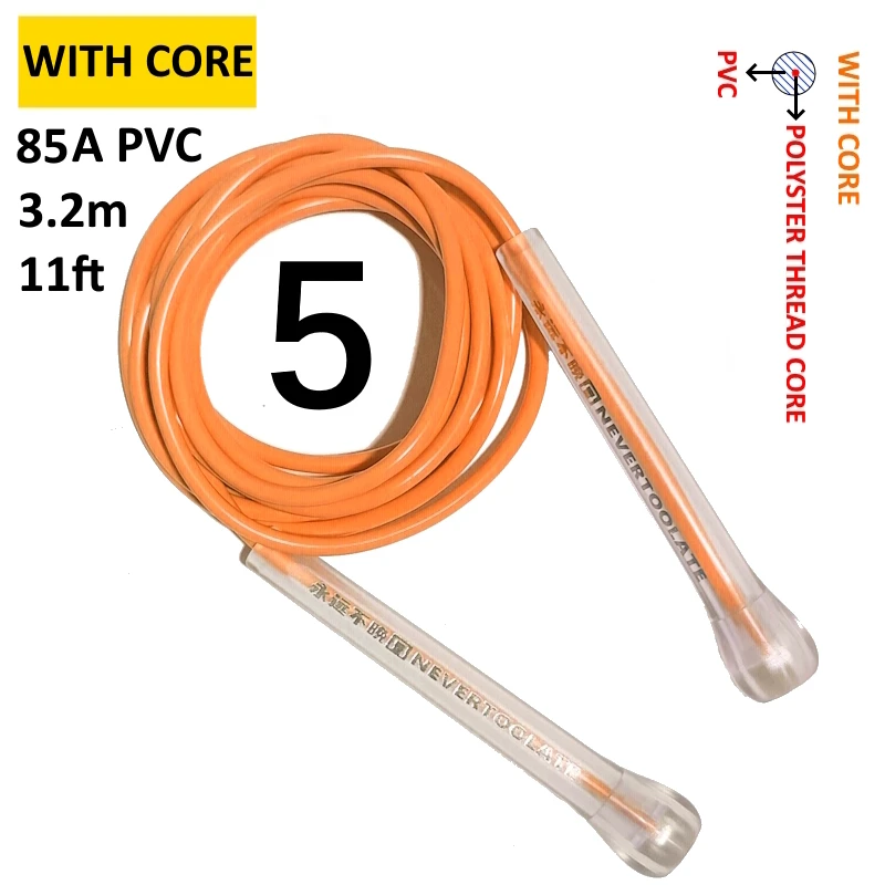 Pvc 85A jump skip rope FOR normal temperature above 20℃ 10.5ft 3.2 meters abs handle 5mm solid boxing fitness crossfit HIIT