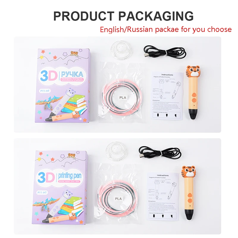 어린이용 3D 프린터 펜 드로잉 세트, 저온 PCL 필라멘트 펜, 3D 인쇄 교육용 스템 장난감, 소년 소녀 선물