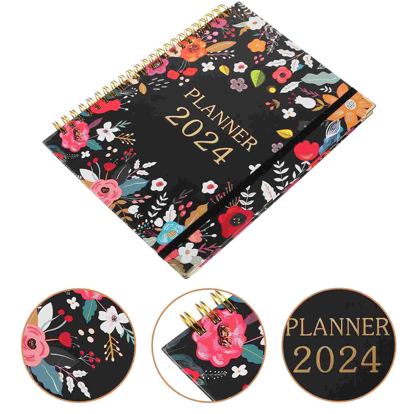 

2024 Weekly Planner Household Daily Monthly Portable Academic Personalized Organizer Black