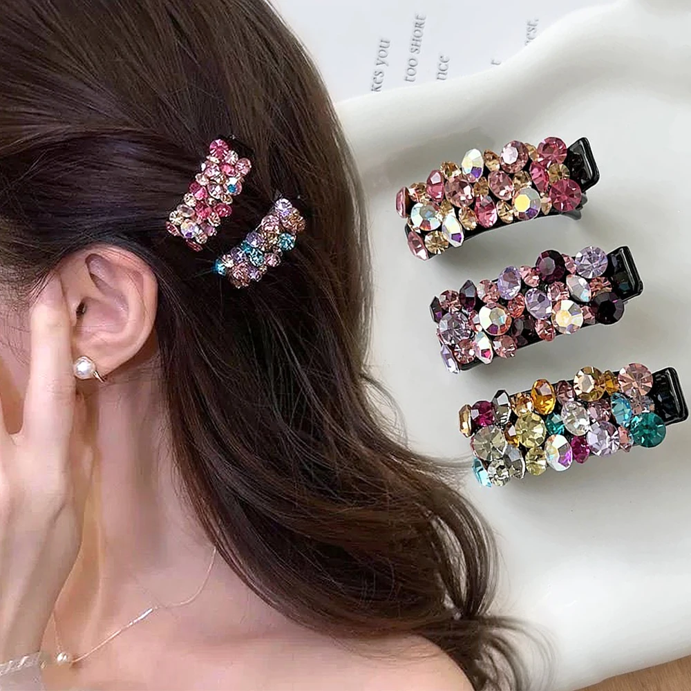Exquisite Rhinestone Hair Clip Small Size Acetate Duckbill Hairpin For Women Girls Bangs Ponytail Holder Daily Headwear
