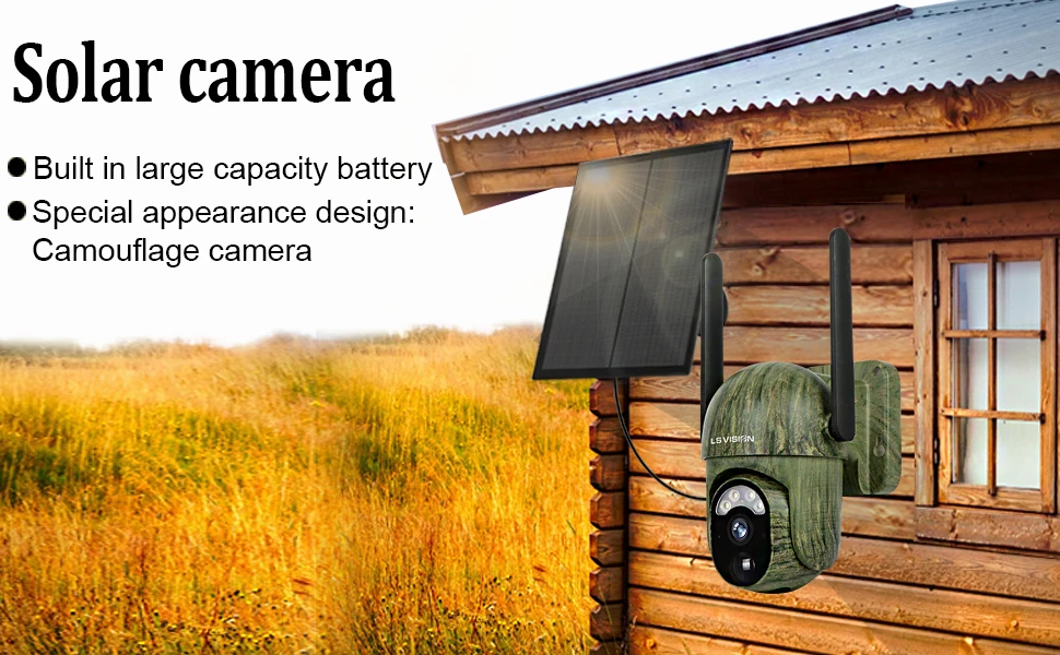 LS VISION 4MP Camouflage Solar Surveillance Camera Hunting Monitor Night Vision