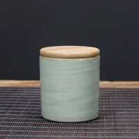 Chinese-style Ceramic Tea Storage Jar Bamboo Lid Open Ru Kiln Jar Chinese-style Moisture-proof Mini Tea Tin Tea Organizer 1