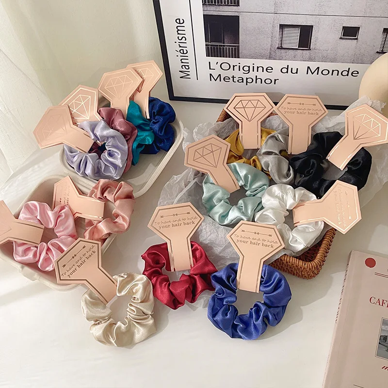 

Women Silk Satin Elastic Hair Bands Solid Color Scrunchies Korean Hair Ties Ladies Ponytail Holders Head Rope Hair Accessories