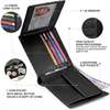 YATBEST Men's Wallet Three Fold Large Capacity 100% Genuine Leather RFID Anti Theft Brush With Coin Pocket Minimalist Money Bag 2