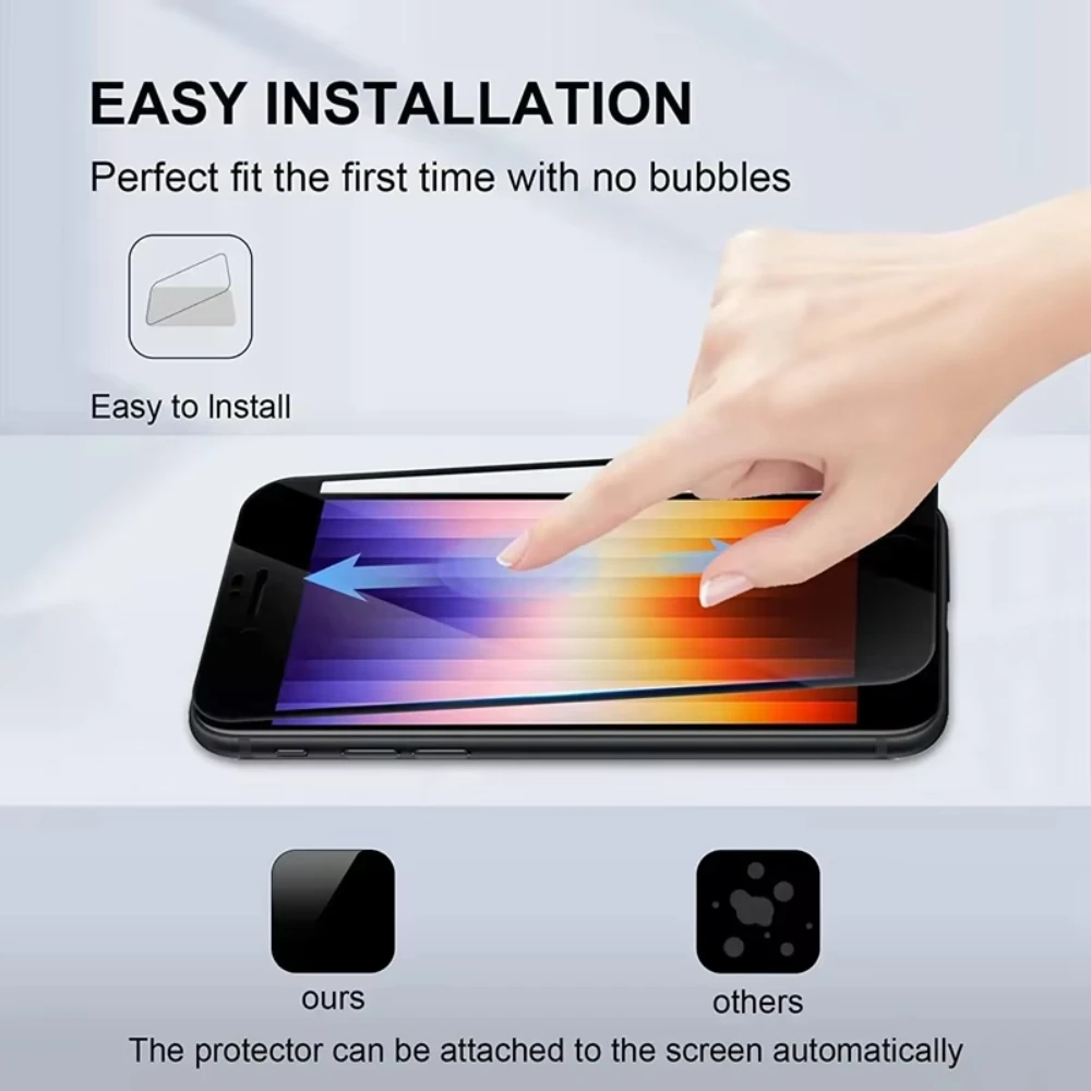รูปสินค้า ฟิล์มกันรอย 9H HD ป้องกันทั้งหน้าจอ iPhone SE 2022 2020 7 8 Plus