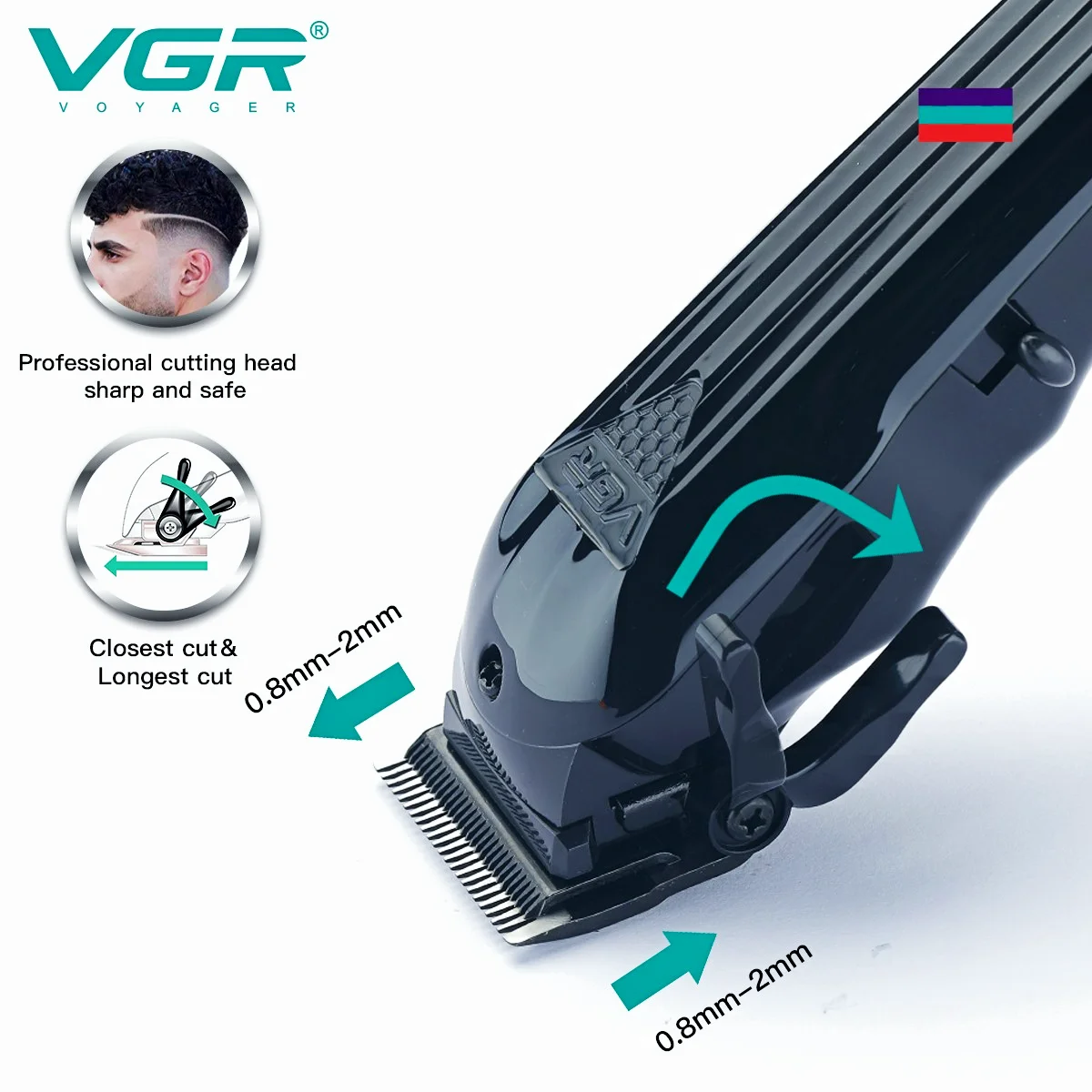 VGR Professional Hair Clipper Hair Cutting Machine Adjustable Haircut Cordless Barber Rechargeable Trimmer Men LED Display V-282_voghion.com
