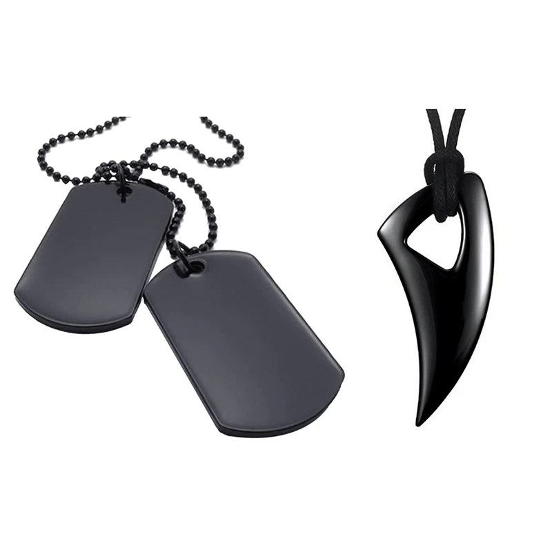 Мужская подвеска для ожерелья 2 шт.-Регулируемая искусственная-зуб племенного