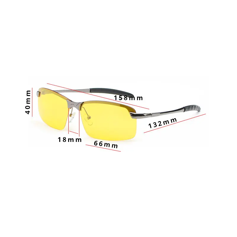 Yellow Night Driving Sunglasses Polarized Men Women Rimless Fashion Anti UV400 Sun Glasses Shade