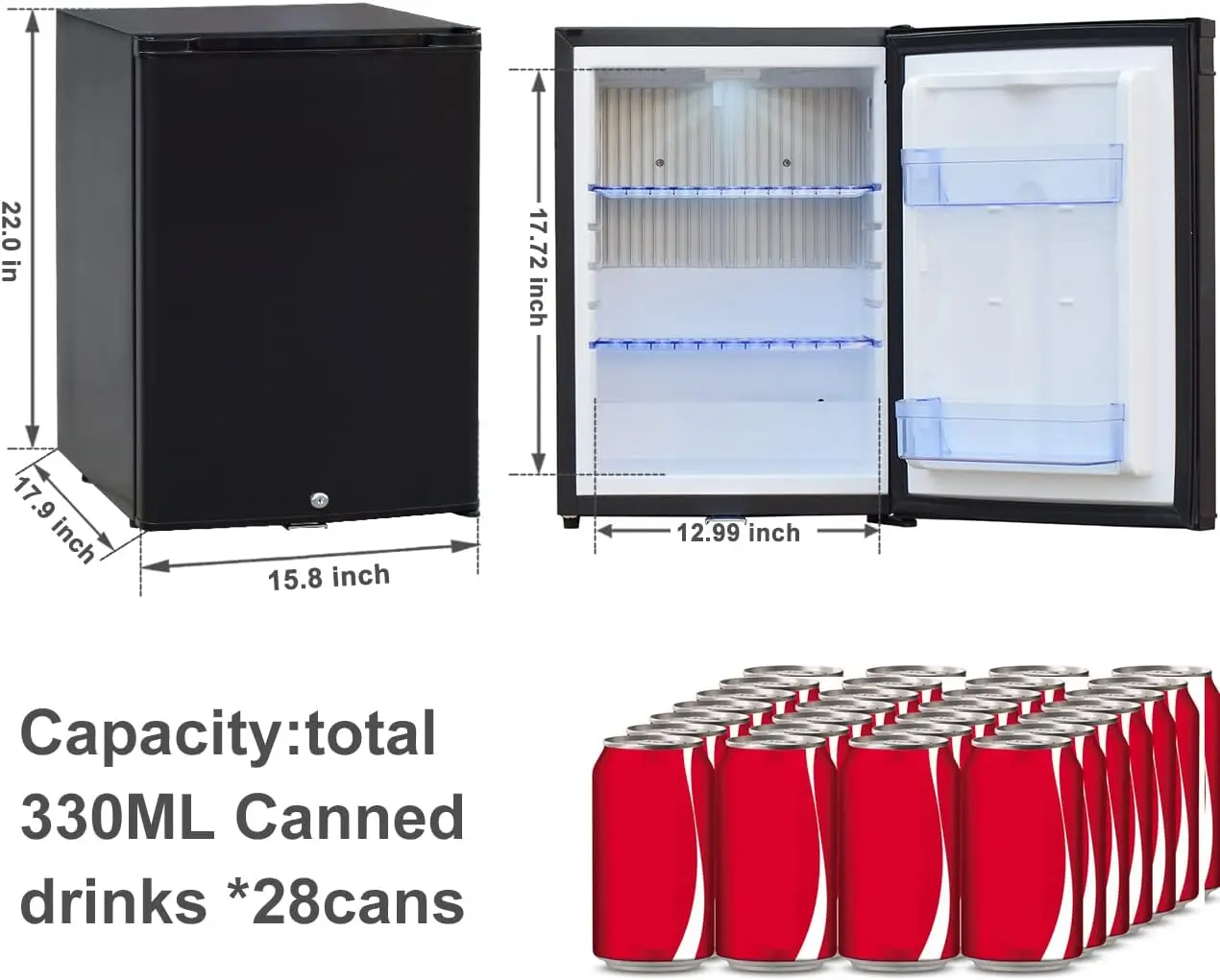 Update 12 Volt RV Refrigerator Mini Fridge with Lock Truck Refrigerator Freightliner Cascadia Drivers DC 12V 110V Compact Small