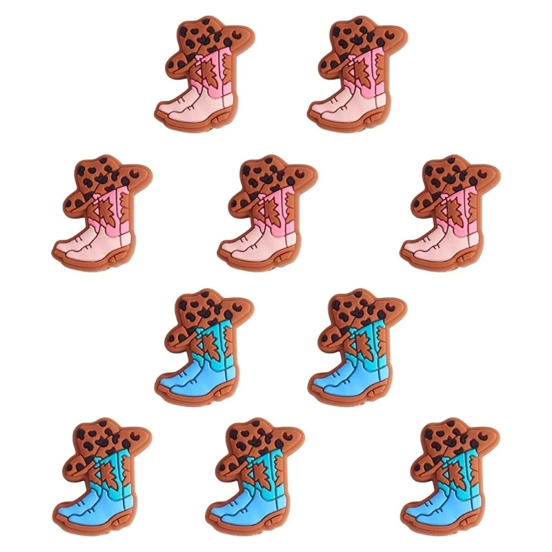 

10Pcs Silicone Beads Making Kits for Bracelets Car Keychain Cowboy Boot Beads Accessory DIY Set for Women Girls