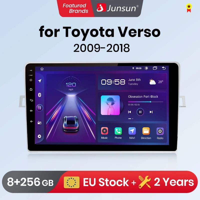 Junsun AI CarPlay Android Auto Car Radio for Toyota Verso R20 GPS Intelligent Multimedia Autoradio