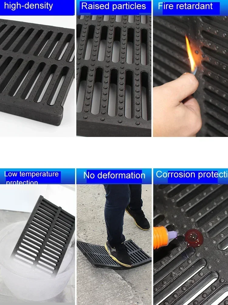 Resin Plastics Flame Retardant Outdoor Or Kitchen Sewers Grille, Gutter Cover Grids Rain Grate Rectangular Well Cover