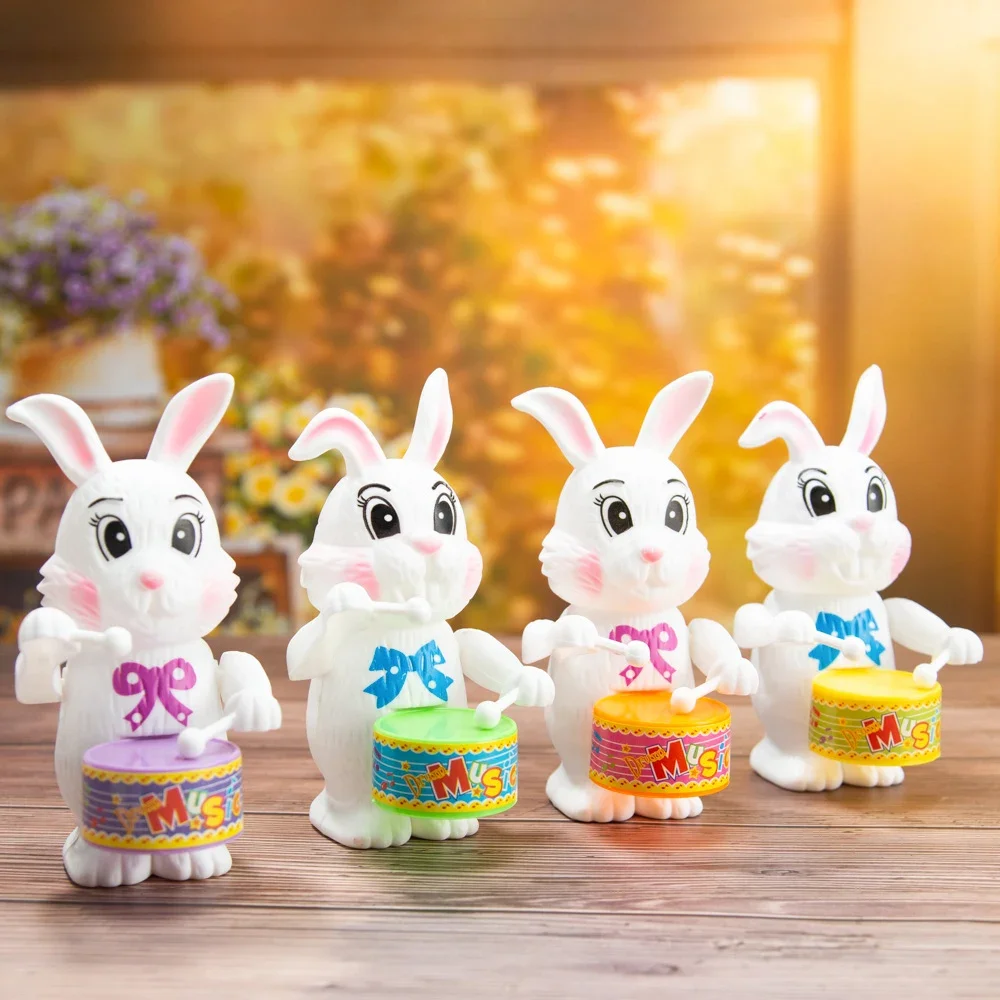 Wind Up Toy Funny Clockwork Cartoon Rabbit Drumming Kids Learning Educational Birthday Surprises Gifts