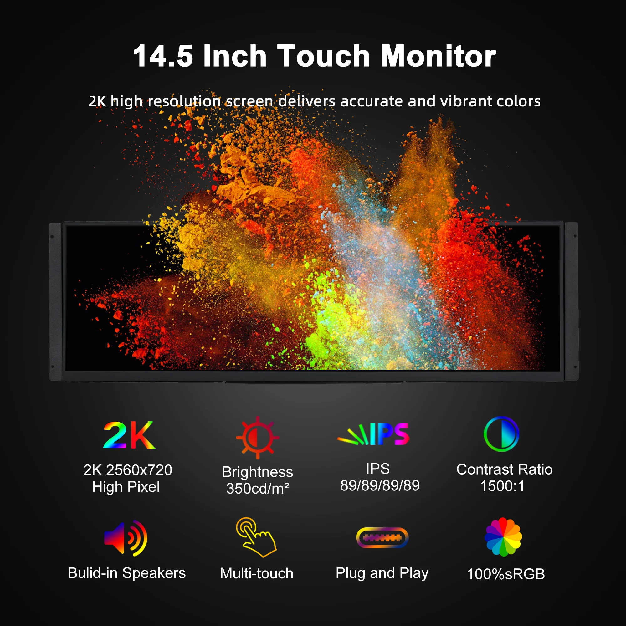 12.3/14.5 palec 2.5K 2560*720 přenosné dotek monitor vedlejší obrazovka displej pro 4000D PC pouzdro notebook telefon dopravní prostředek PS xbox hra