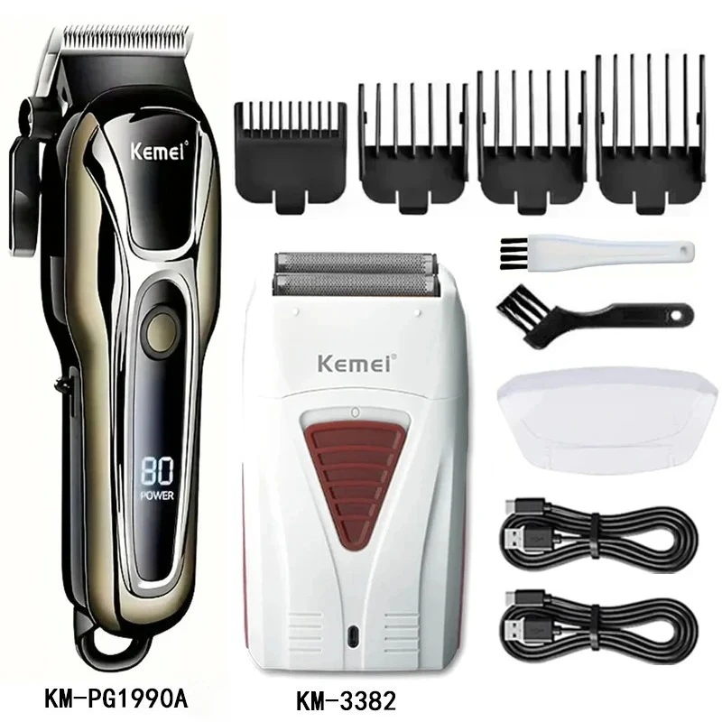 Kemei 헤어 클리퍼 KM-2296 KM-PG1990A 3382 전기 헤어 트리머 기계 전문 헤어 커팅 머신 수염 트리머