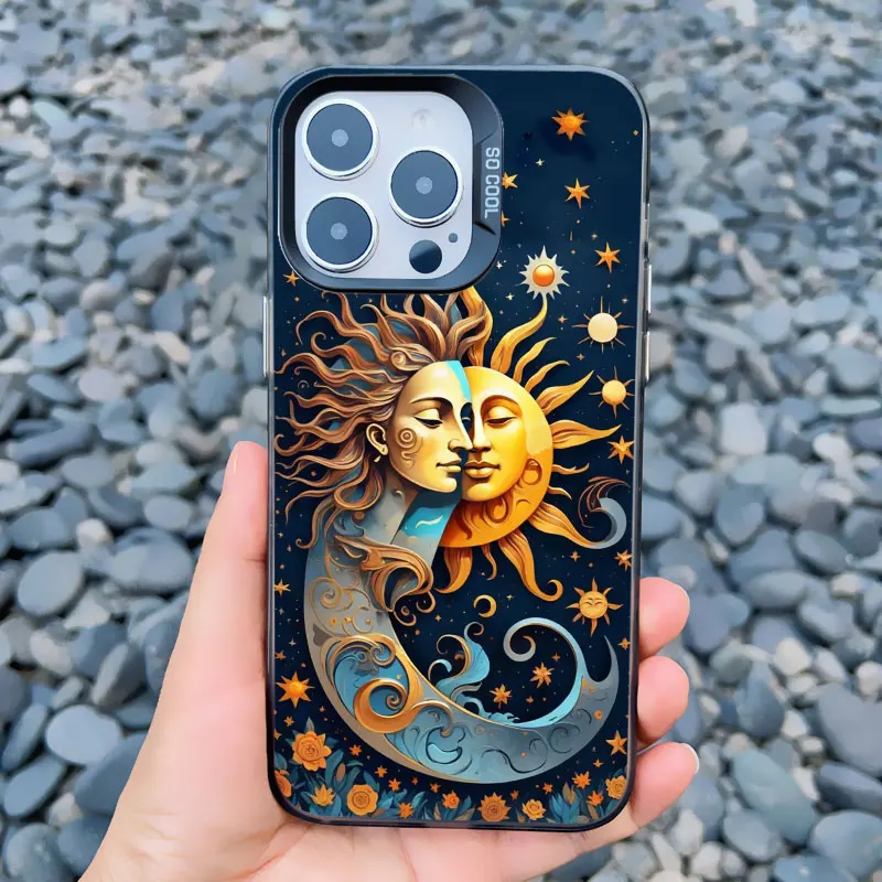 Funny Sun and Moon Face Shockproof Laser Phone Case