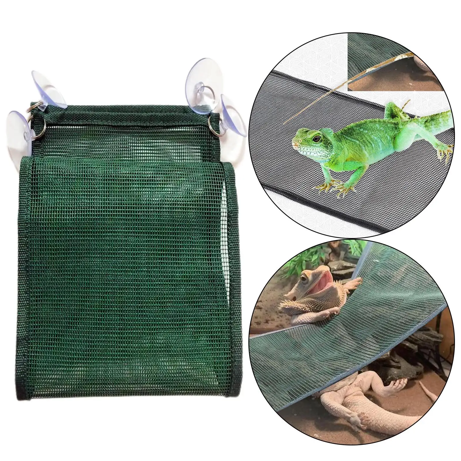 2xReptile Hammock Snake Geckos with 4 Suction Cups Toy Climbing Green