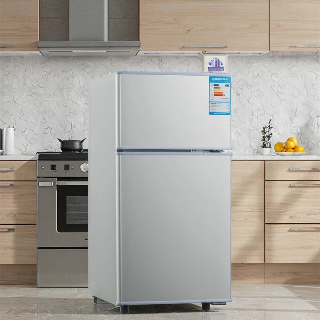 Domestic Double Door Fridge Stainless Steel Compact Design with Top and Bottom Freezers