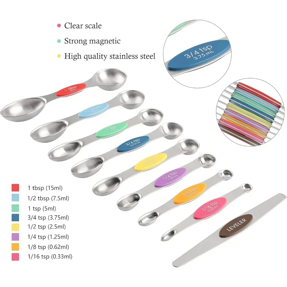 Stainless Steel Measuring Cup Magnetic Spoon Set Multifunction for Seasoning Flour Baking Cake Ideal Gift Kitchen Tools 17pcs kitchen measuring spoons measuring spoon set electronic measuring spoon measuring cup and spoon set