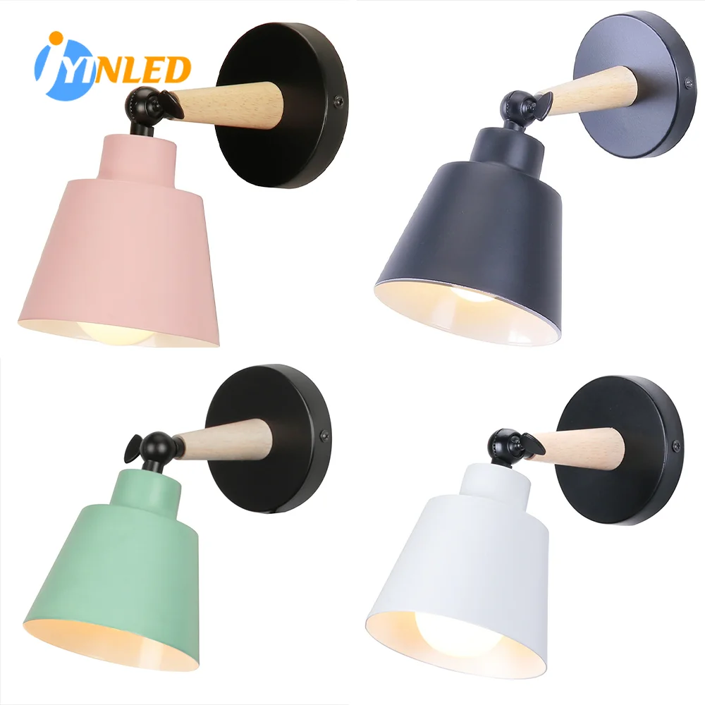 

Wall Lamp Nordic Bedside Wall Sconce Modern Wall Light Room Decor for Bedroom Macaroon 6 Color Steering Head E27