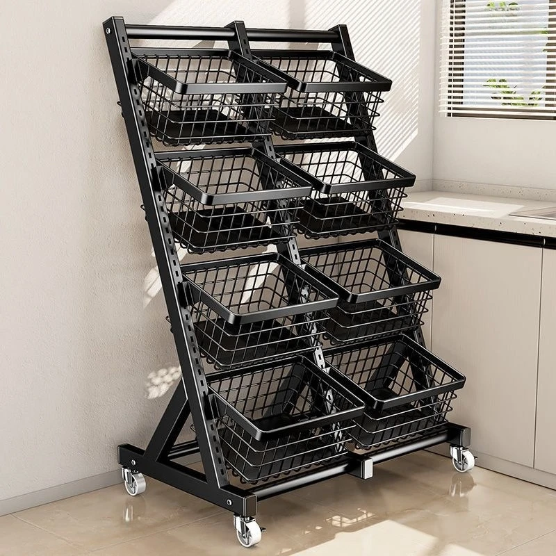 Kitchen Vegetable Storage Rack, Floor Standing Multi-layer Vegetable Basket, Living Room Snack Storage 2