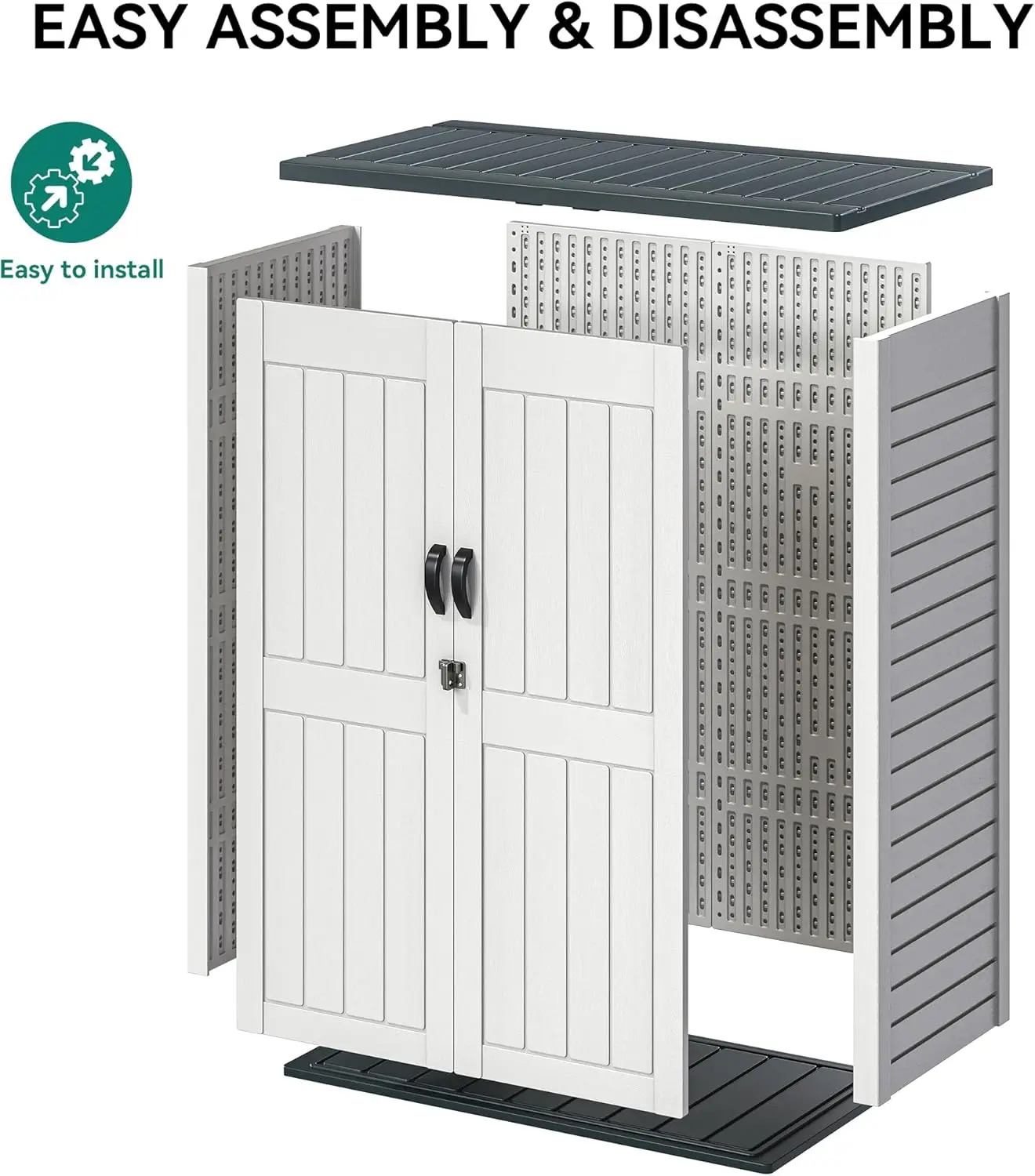 rtical Outdoor Storage Shed, 5.6 x 2.3 ft Lockable Resin Waterproof Tall Storage Cabinet with Floor, Suitable 5