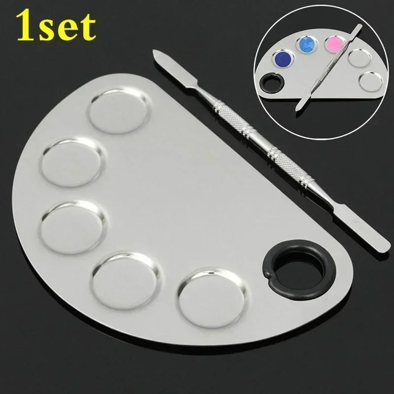 Stainless Steel Palette Watercolor Paints Makeup Face Palette Spatula Foundation Mixing Paints Oil